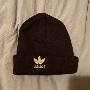 Black and gold adidas beanie